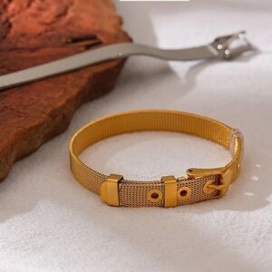 New 18k Gold Plated Mesh Belt Buckle Bracelet